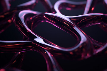 Glowing pink and purple fluid shapes against a dark background creating a dynamic composition