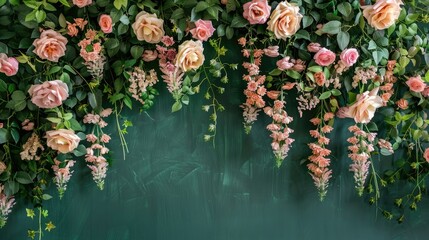 Celebrate Mother s Day with a chic backdrop adorned with delicate flowers set against a lush green...
