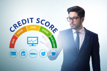 Businessman in credit score concept