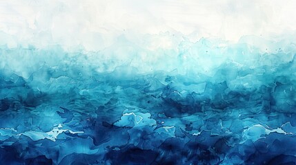 Obraz premium Abstract watercolor painting of the ocean in shades of blue.