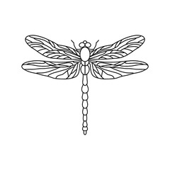 Black Dragonfly Sign Symbol Icon Logo Vector. Dragonfly outline Isolated dragonfly on white background