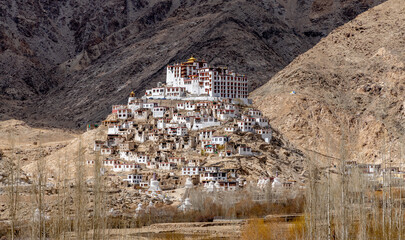 The historic Chemrey Buddhist Monastery near Leh in the Himalaya Mountains in Ladakh region in northern India
