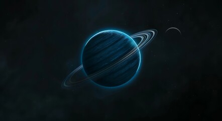   An artist's depiction of a planet featuring two rings encircling its midsection, with a star situated behind - obrazy, fototapety, plakaty