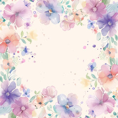 수채화로 그린 꽃과 잎사귀의 프레임 일러스트레이션