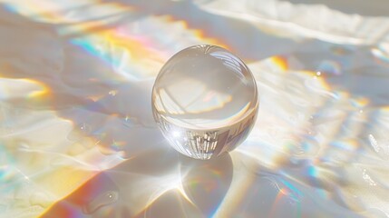   A tight shot of a glass item on a table, bathed in ample light cascading from above