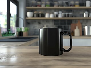 handle black mug mockup, 3d render,