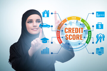 Businessman in credit score concept