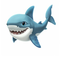   A cartoon shark with a broad grin and large, toothy smile