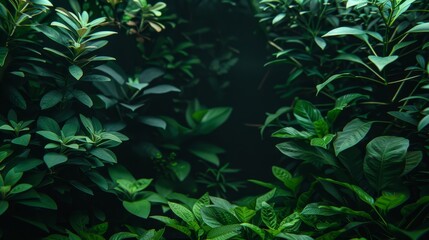   A tight shot of a lush green bush, brimming with leaves atop and below
