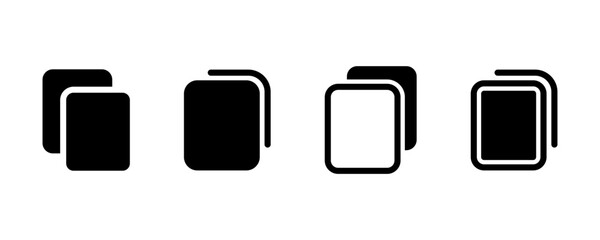 Set of copy and paste vector icons. Duplicate of page or document. Vector 10 Eps.