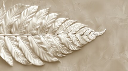   A white leaf against beige backdrop, juxtaposed with a monochrome  leaf image to the left