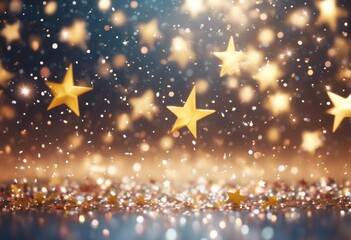 'Holiday Showcasing Descending Illustration Brilliant Stardust 3D Christmas confetti Stars Rain: star background three-dimensional glistering white gold sky night snow frame isolated yel'
