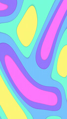 Vibrant Abstract Paper Waves: Bright Pink, Purple, Green, Blue, and Yellow Colored 3D Background