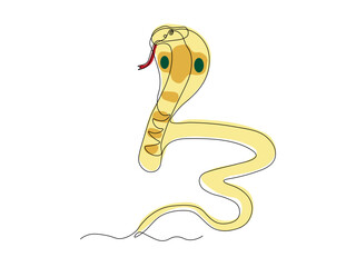 venomous cobra snake, Logo, continuous single line art hand drawing sketch