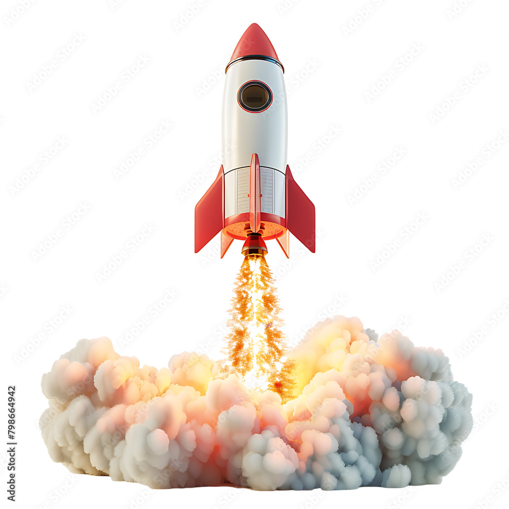 Wall mural rocket launch on isolated transparent background