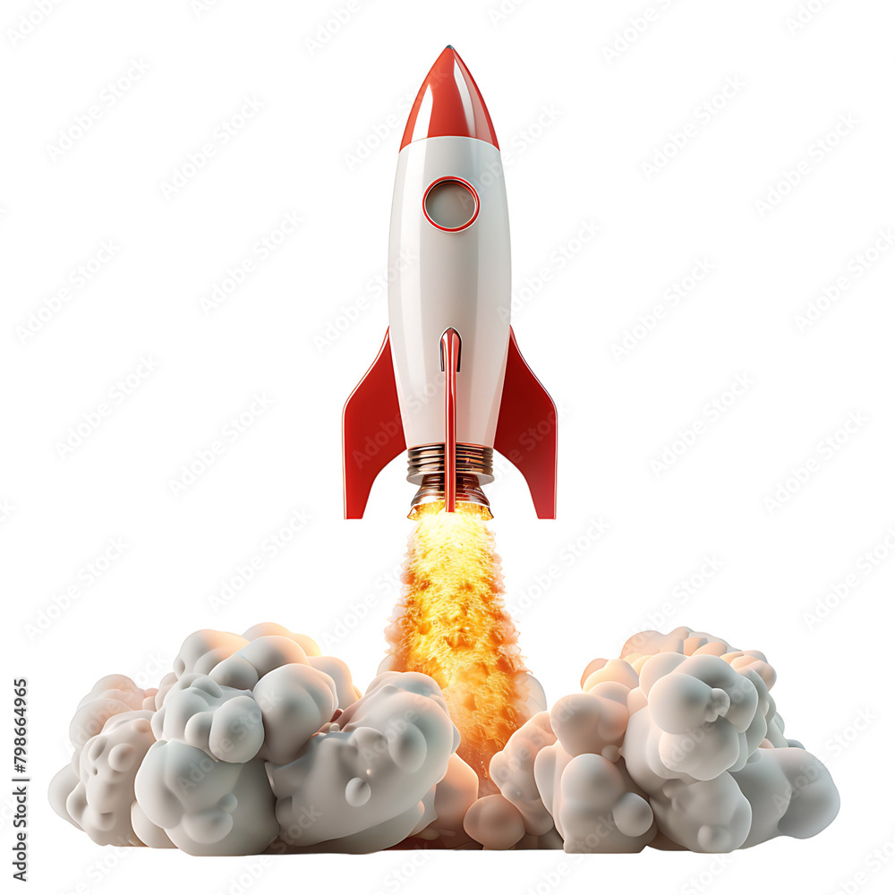 Wall mural rocket launch on isolated transparent background