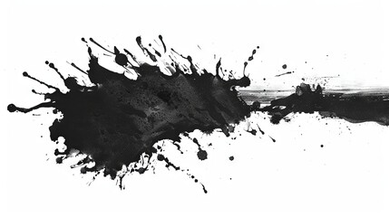 Dynamic Black Ink Splash on White Background