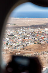 Fototapeta na wymiar view from the plane of the city of Espargos