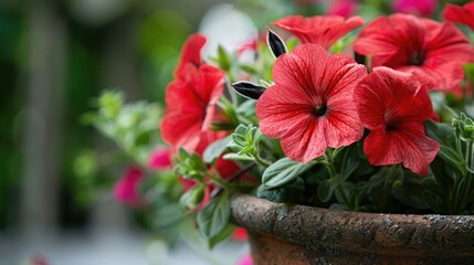 Attractive red flower planted in a container