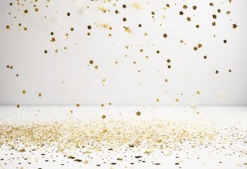 'sequin floor white gold falling particles frame glitter star confetti background glistering spangled party pattern holiday yellow christmas isolated ti'