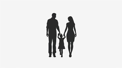 Silhouette of young family holding hands together