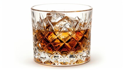 Glass of Whiskey With Ice Cubes