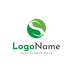 Green agro logo with fields and leaves. Logo design, farm logo design