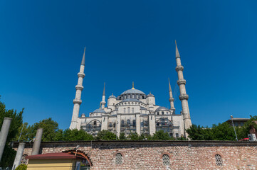 The Sultanahmet Mosque  or Blue Mosque with blue sky  in Istanbul city, Turket
