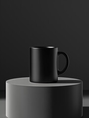 black mug mockup, 3d render, - obrazy, fototapety, plakaty