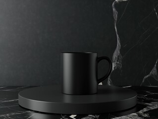 black mug mockup, 3d render, - obrazy, fototapety, plakaty