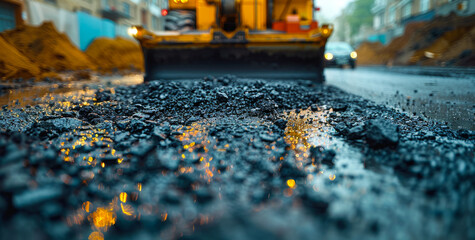 Close-up of road roller - obrazy, fototapety, plakaty