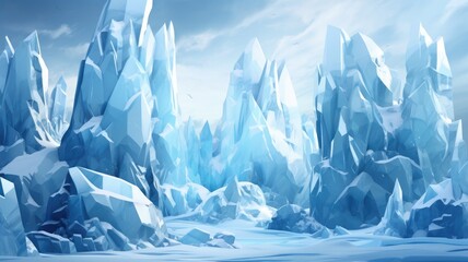 Obraz premium Majestic ice arch amidst towering ice formations under a serene sky