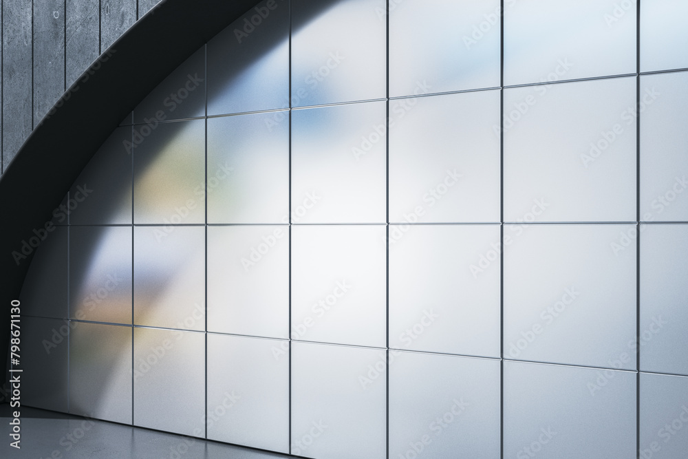Poster new underground interior with mock up place on tile wall. 3d rendering.