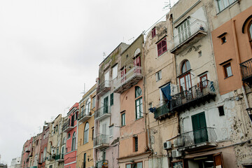 Colorful historic buildings in old European town of Procida Island, Italy