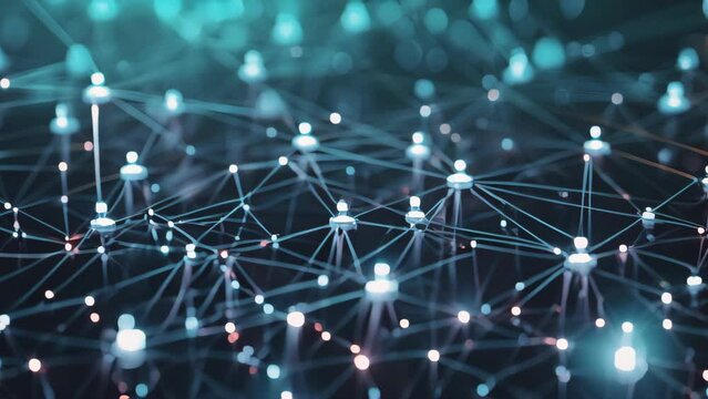 Abstract connection dots and lines on dark blue background. 3d rendering