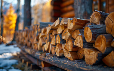 Firewood is prepared for the winter.