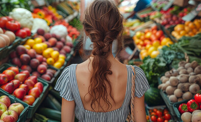 Woman is shopping at the local farmers market