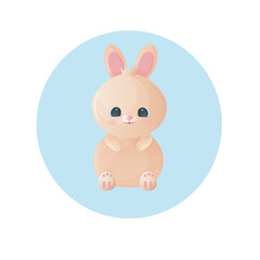 Cute vector bunny on white background.