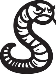 Angry Earthworm Vector In black and white