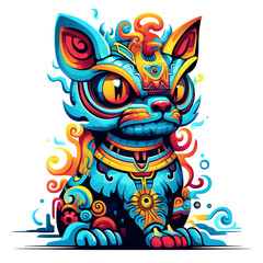 Cat standing tall with stunning colors for tattoo design