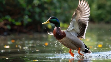 Fototapeta premium Duck landing at Stodmarsh nature reserve