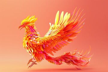 Obraz premium A colorful bird with colorful feathers is flying over a colorful background