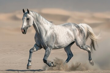 Wild Grey Horse: Desert Dance of Freedom