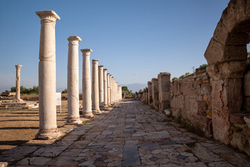 Fototapeta premium Historical columns, Historical columns from ancient Rome, Antique columns, Historical village from ancient Rome, historical city , ancient city ,
