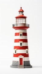 A lighthouse with red and white stripes.