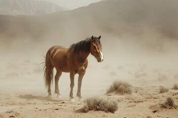Wild Desert Power: Solitary Horse Unleashed