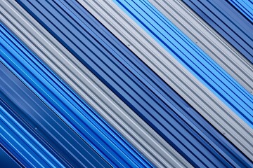 Fototapeta premium Blue Metallic Reticulation: Abstract Silver-Blue Diagonal Slat Wave Pattern