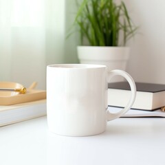 Coffee mug with Good Morning text watercolor design