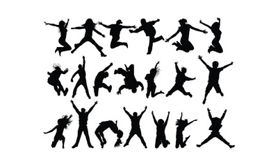 Jumping  Vector bundle, Baby Penguin Clipart, Silhouette, Vector, icons, illustration, design