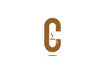 letter c  and coffee logo design simple concept